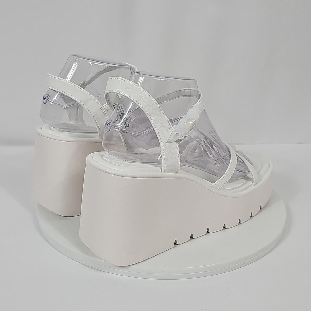 NIB Steve Madden Vaultt Platform Wedge Sandals Strappy Caged Chunky Heel White 9 - Picture 6 of 16